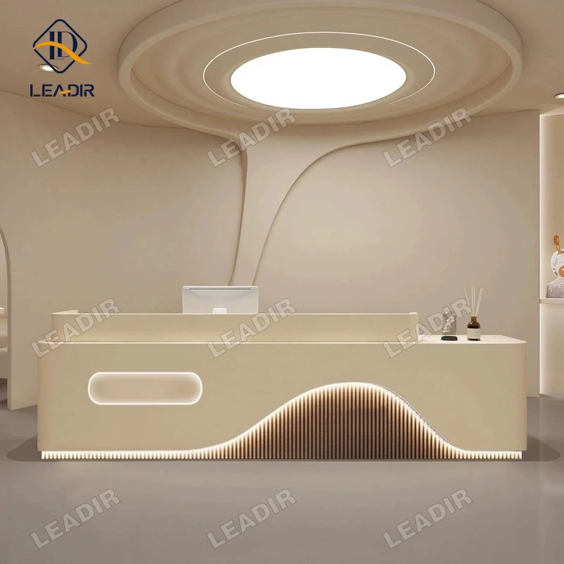 Modern Minimalist Paint Wood Metal Cash Register Beauty Salon Bar Reception Desk Custom Logo Front Desk
