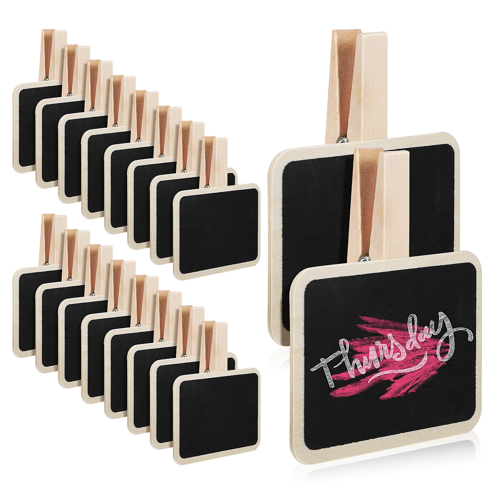 

20 Pcs Buffet Small Blackboard Clip Food Labels For Party Wooden Photo Clips Sticker Signs