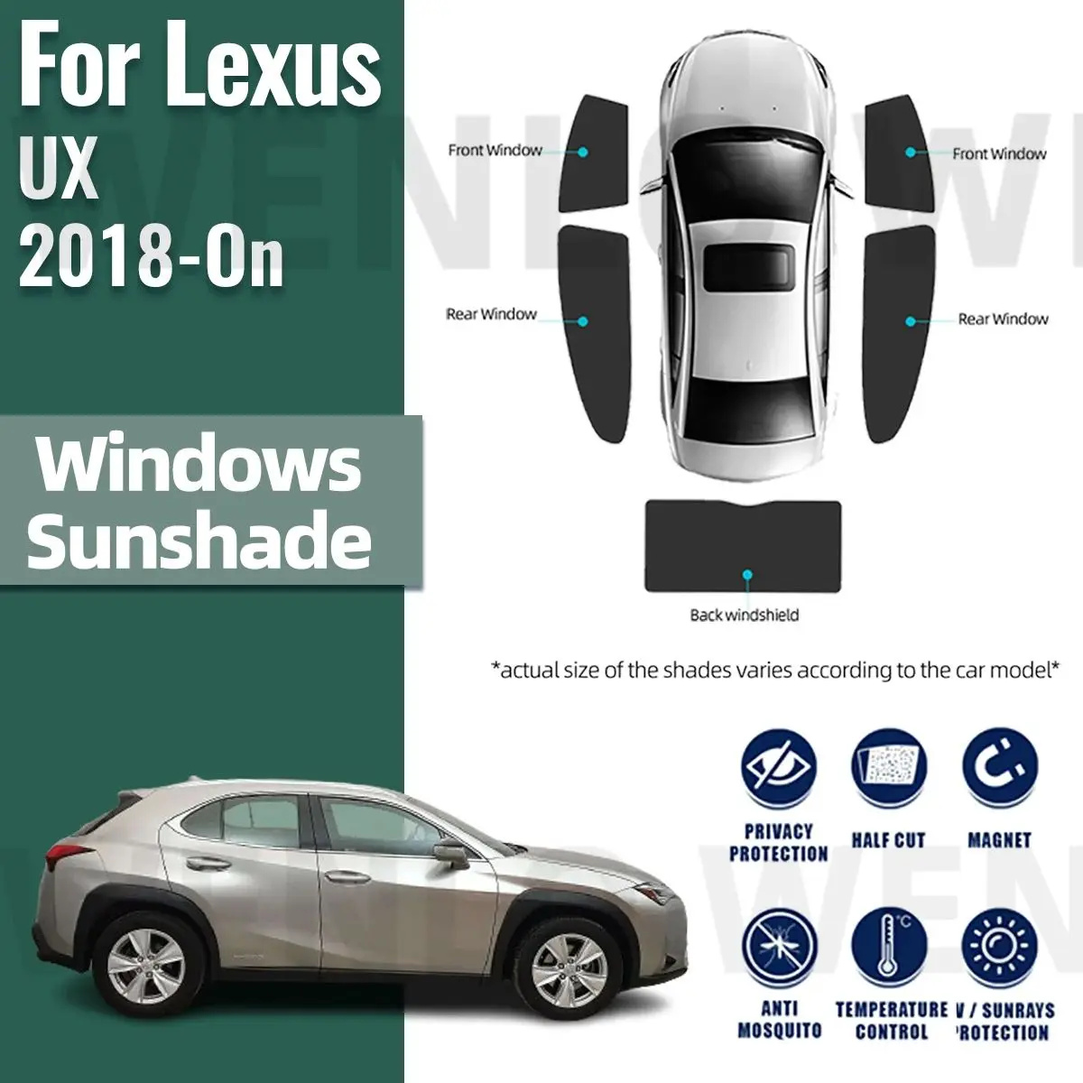 For Lexus UX 2019-2022 2023 2024 Side Window Sun Shade Visor Magnetic Car Sunshade Front Rear Windshield Frame Curtains Shield