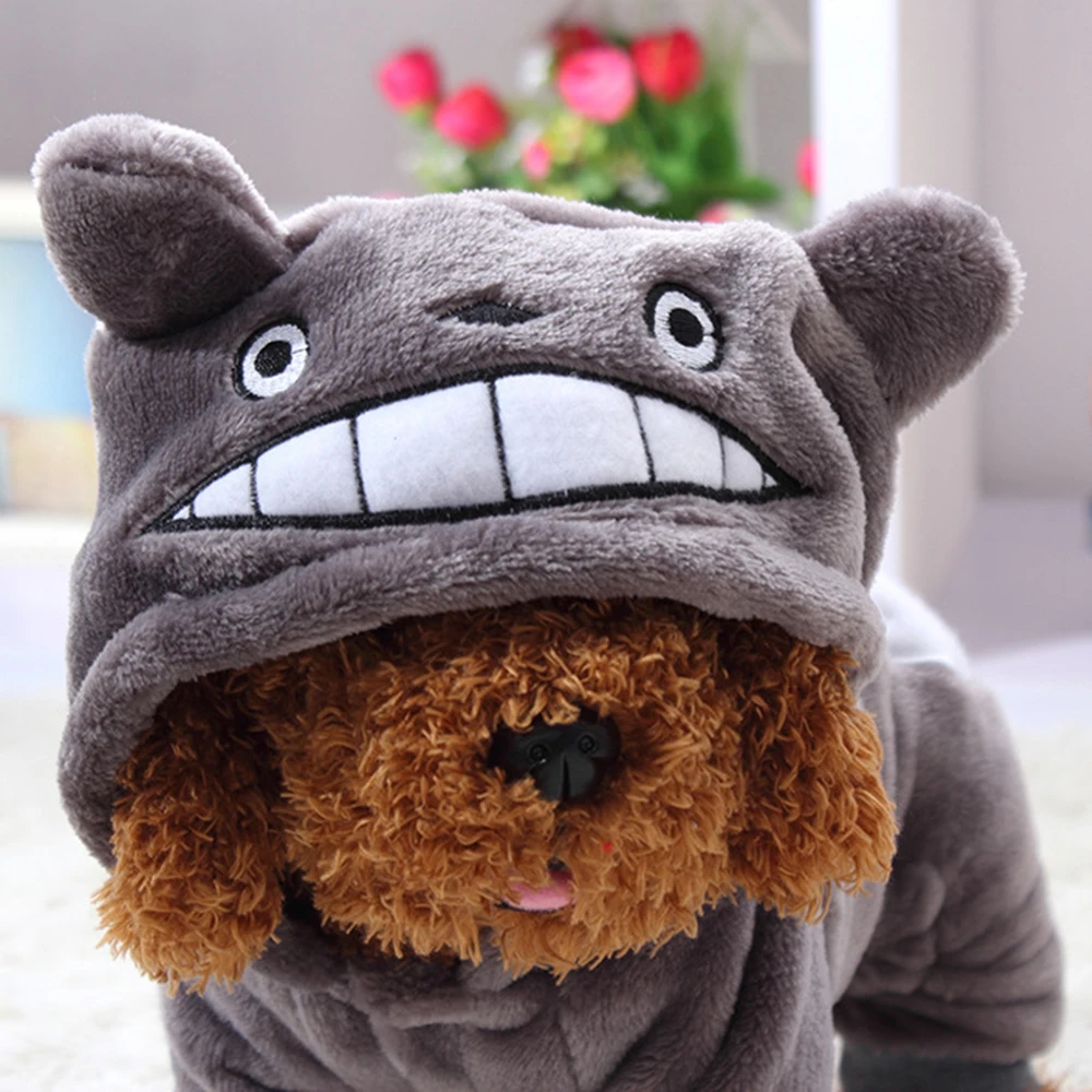 Pet Dog Costume Cozy Outfit Onesie Puppy Flannel Clothes Four Legs Pajama with Hood Thicken Fleece Jumpsuit