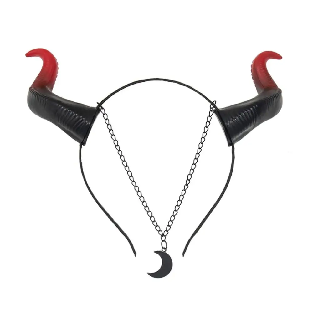 

Funny Black Red Devil Horn Headband Headwear Ox Horns Demon Hair Hoop Witch Gothic Animal Halloween Hair Band Women Girls