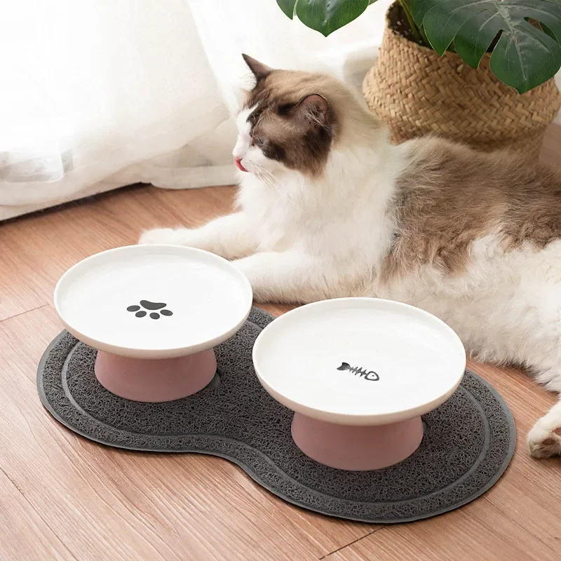 Cat Bowl Ceramic Pet Bowls Cat Dog Bowl Dish Pet Food Plate Kitten Water Dish Feeder  Dog Bowl Feeder for Cats Pet Accessories