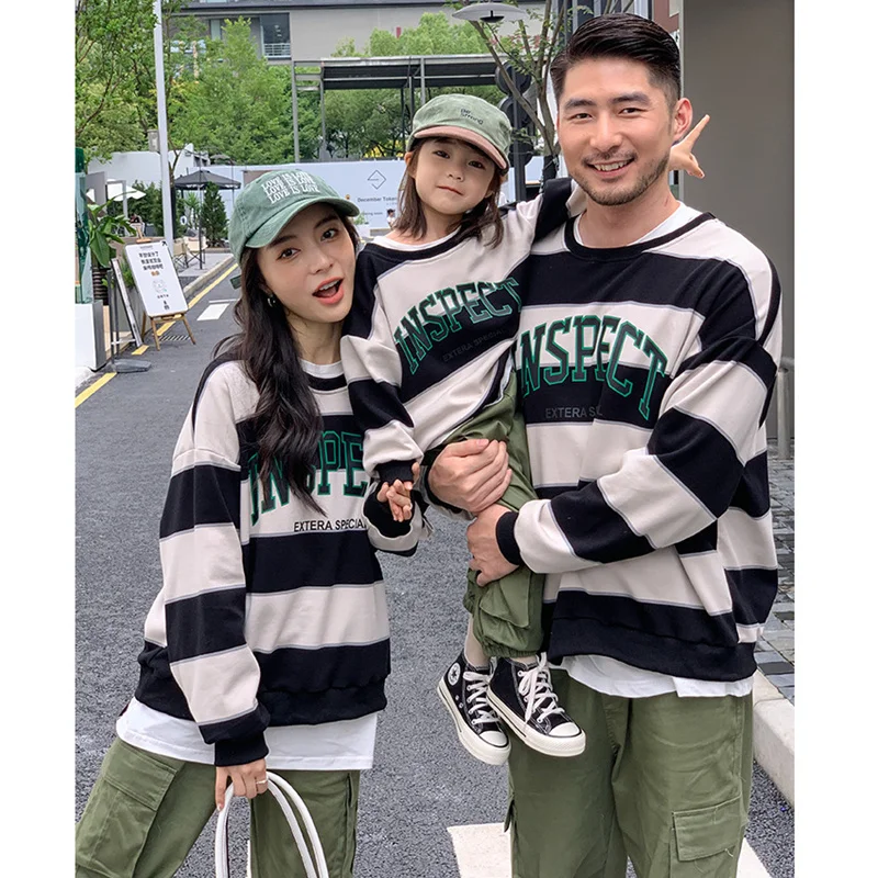 Matching Clothes Family Sweatshirt Cargo Pants Two Piece Outfits Fashion Mom Dad and Baby Girl Boy Same Clothing Korean Kids Set