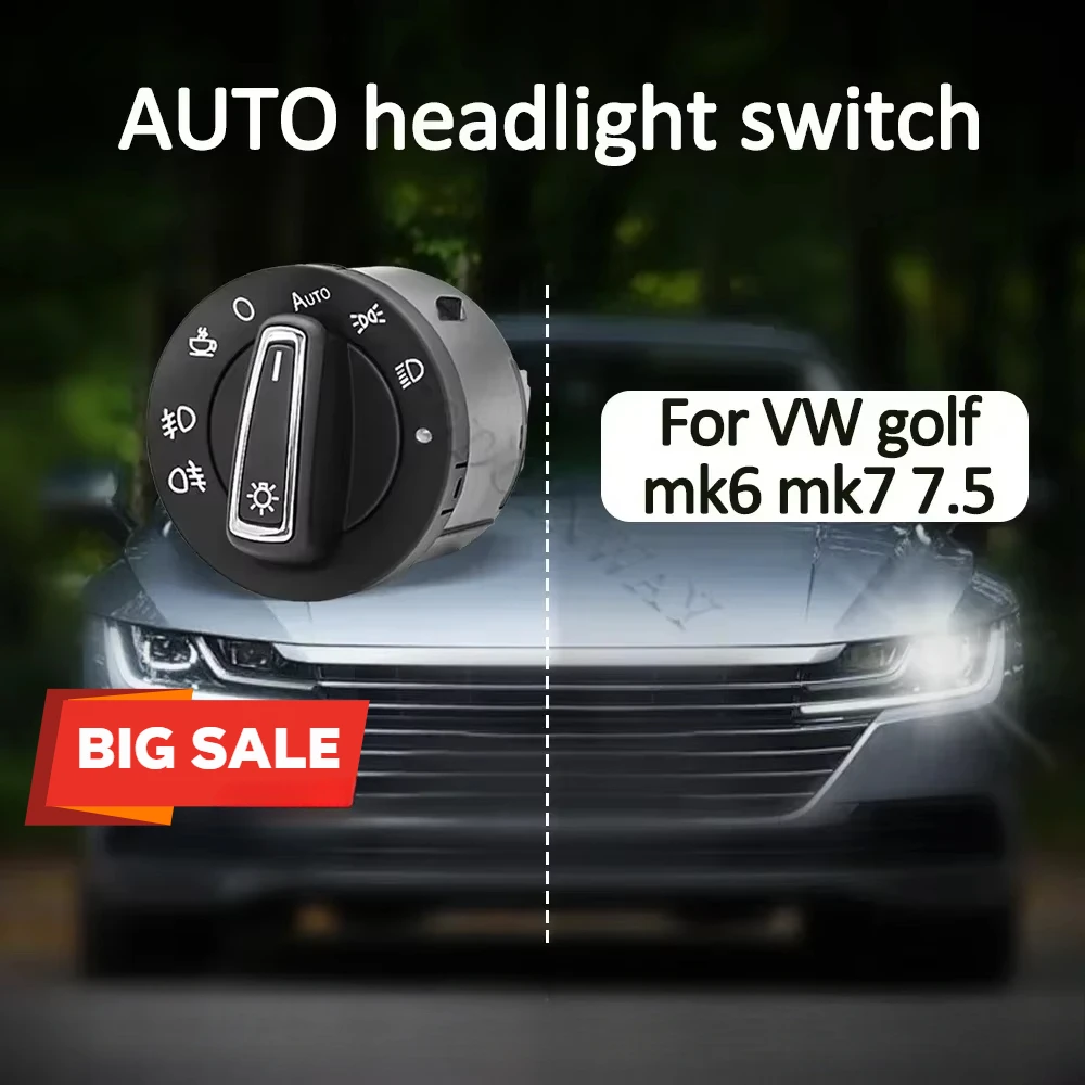 

Car AUTO headlight switch fog lamp sensor dash control module coming leaving home kit for VW Golf 7 MK7 2012 2018 accessories
