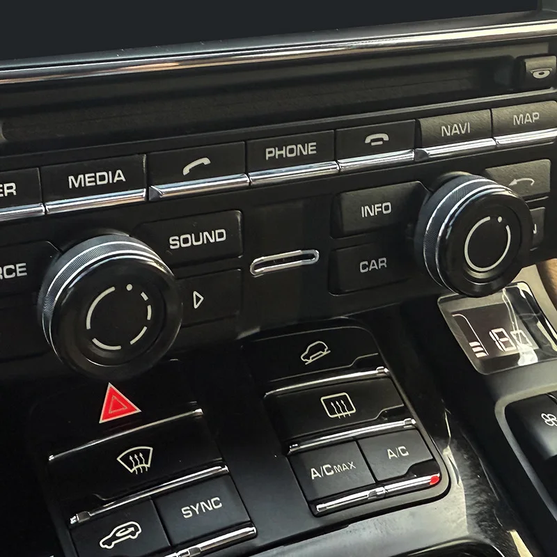 Metal 2pcs Dashboard Radio Volume Knob Decoration Ring For Porsche  Macan Panamera 718 911 Interior Accessories Trim Refit