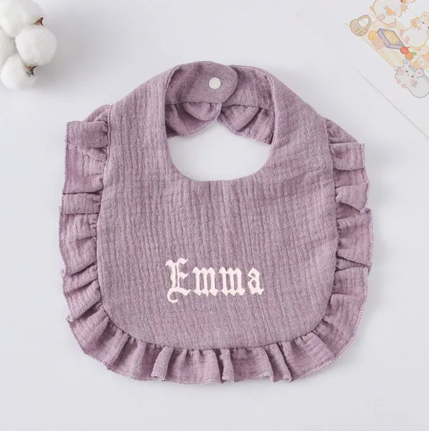 INS Personalised Baby Bibs Custom Embroidery Name Cotton Infant Saliva Towel Bib Baptism Baby Shower Gifts 0-1 Years Newborn