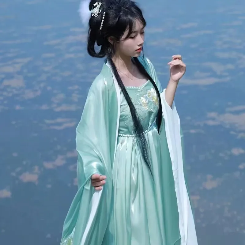 

Chinese Hanfu Dress Women Chinese Embroidered White Green Pink Hanfu Dress Female Halloween Cosplay Costume Party Outfit Hanfu