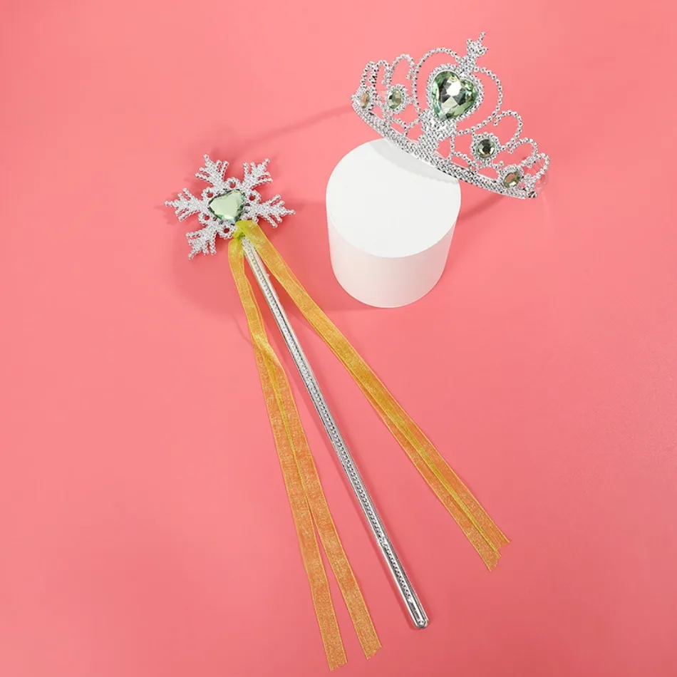 Rhinestone Tiara Crown and Snowflake Magic Wand With Crystal Head Hoop Jewelry Hair Accessories For Girls Teens Birthday Gift