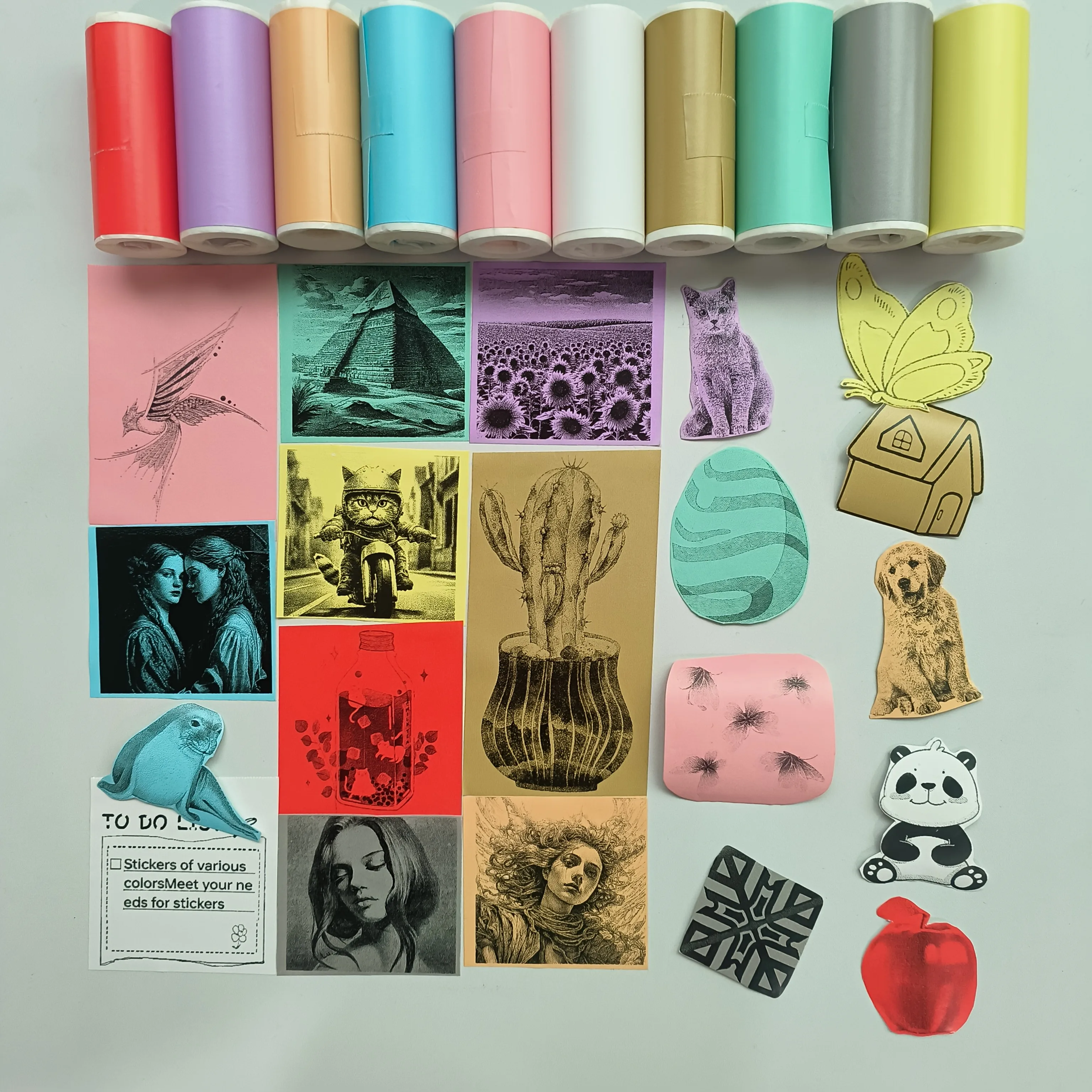 

10 рулонов/20 рулонов красочной клейкой бумаги, рулоны мини-термопечати шириной 57 мм, подходят для мини-портативной беспроводной печати