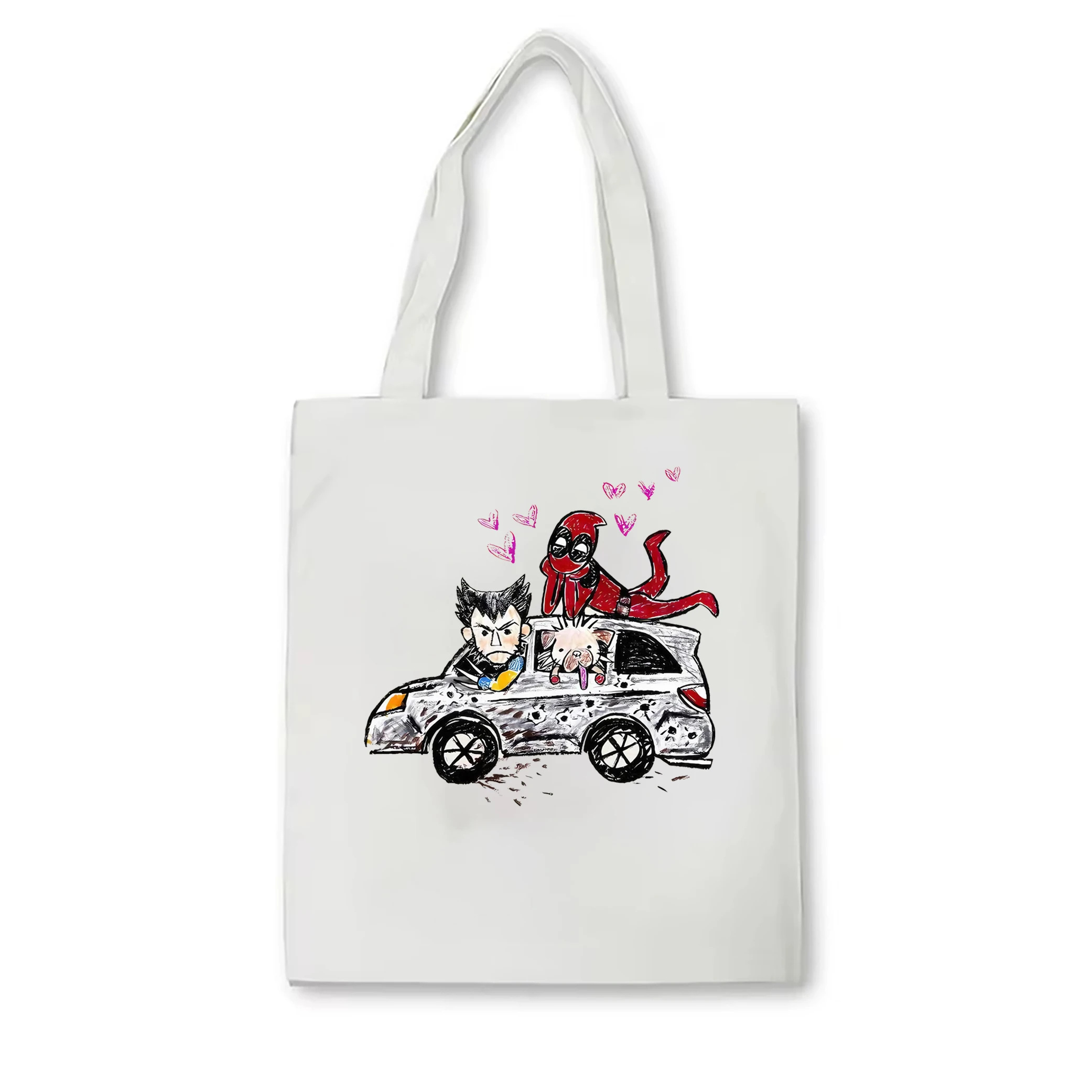 Marvel X-Men Deadpool Wolverine Dogpool 2024 Canvas Tote Bag Wolverine Logan tote bag MCU Fans Gift Deadpool Jesus Canvas Bag