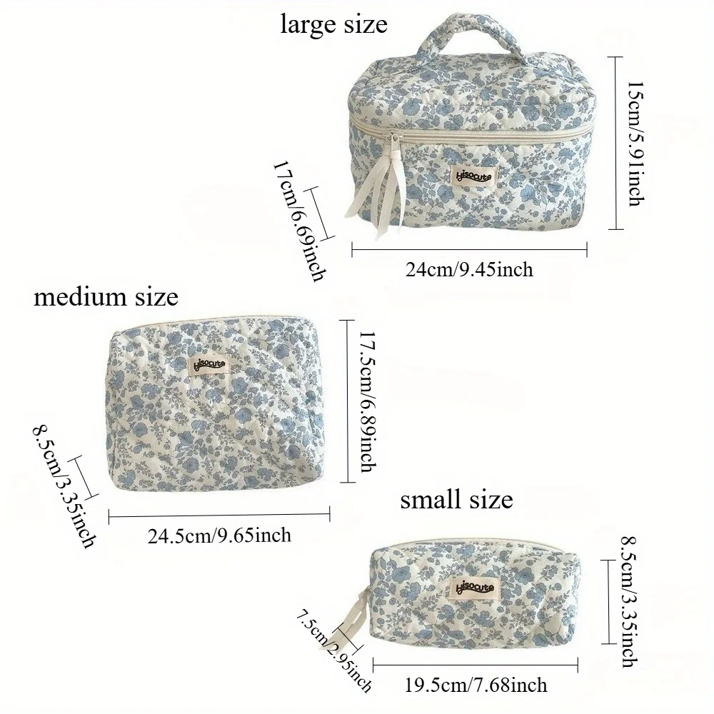 1pc, elegante padrão floral acolchoado saco de maquiagem-bolsa de armazenamento multifuncional, organizador de higiene pessoal portátil, saco de acessórios de viagem