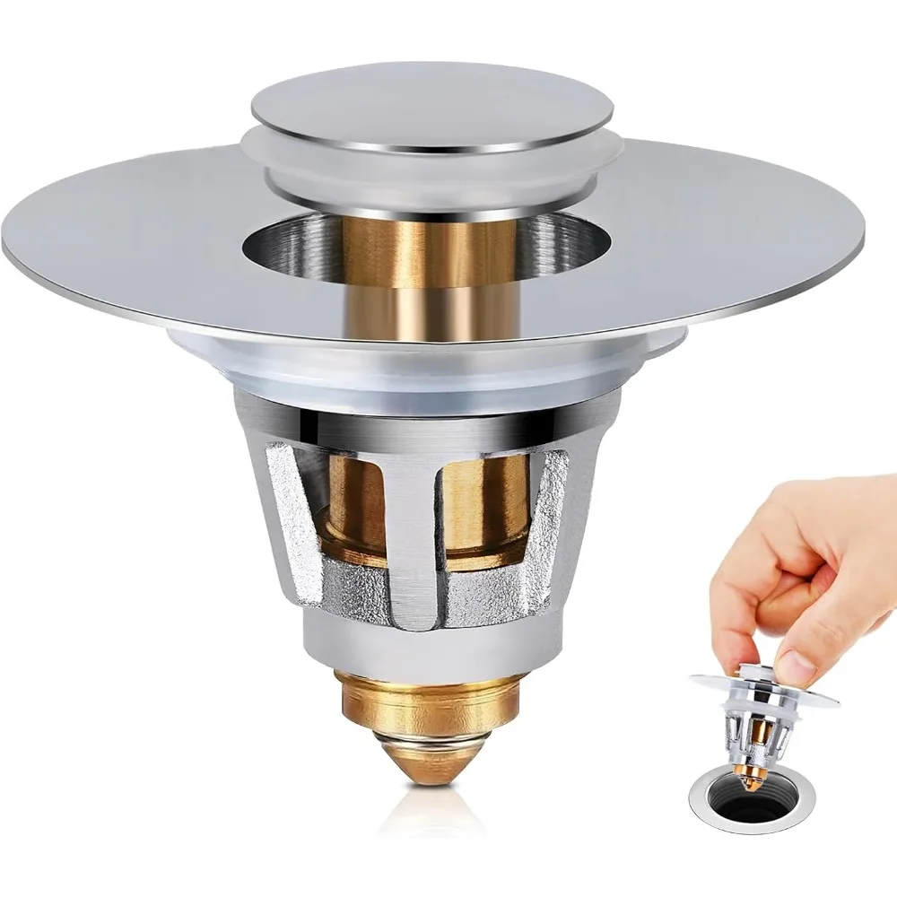 

Латунная пробка для раковины с фильтром для волос – хромированный сливной фильтр для отверстий 1.08–1.5 дюйма, защита от засоров