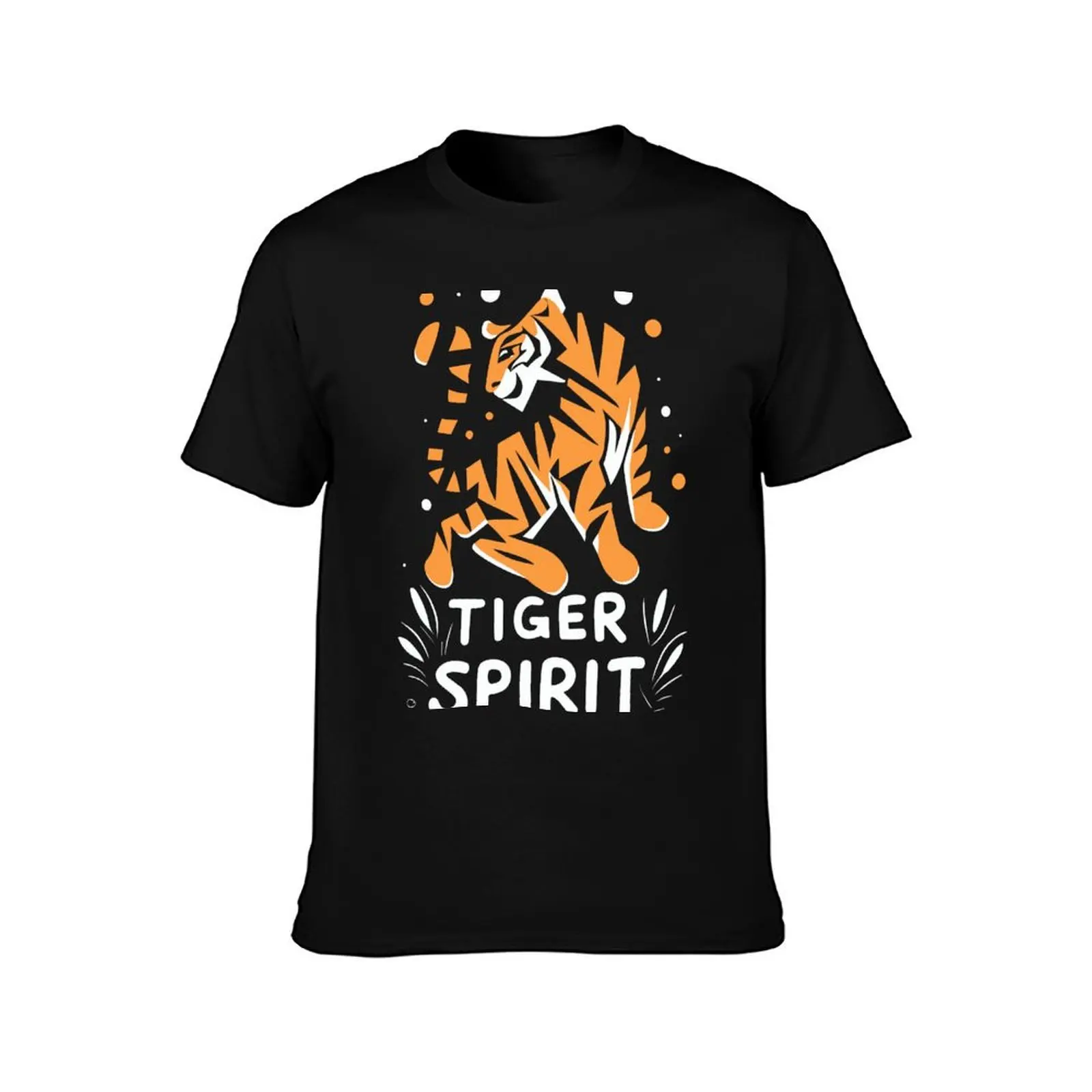 Tiger Spirit Digital Art T-Shirt Casual Minimalist Short Sleeve Top T-Shirt