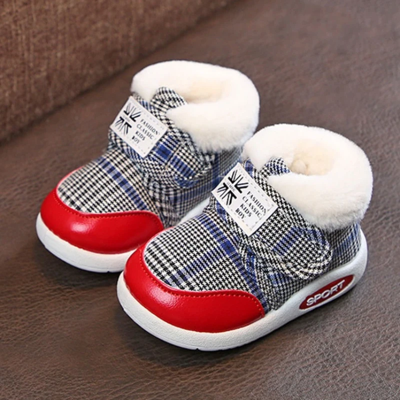 Children's Snow Boots Winter Baby Boys Warm Shoes Toddler Girls Plus Furry Thicken Outdoor Shoes 0-5Years Kids Cotton Shoes