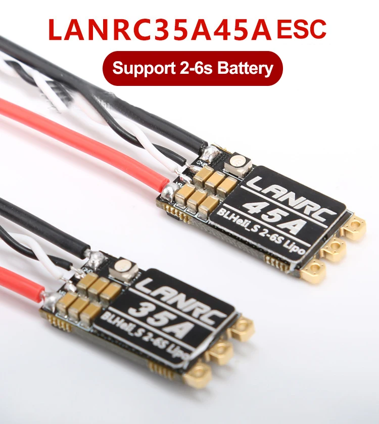 1/4PCS LANRC 35A/45A BLHeli_S ESC Brushless Electronic Governor 2-6S Lipo with LED Light Support DSHOT125/300/600 for Drones
