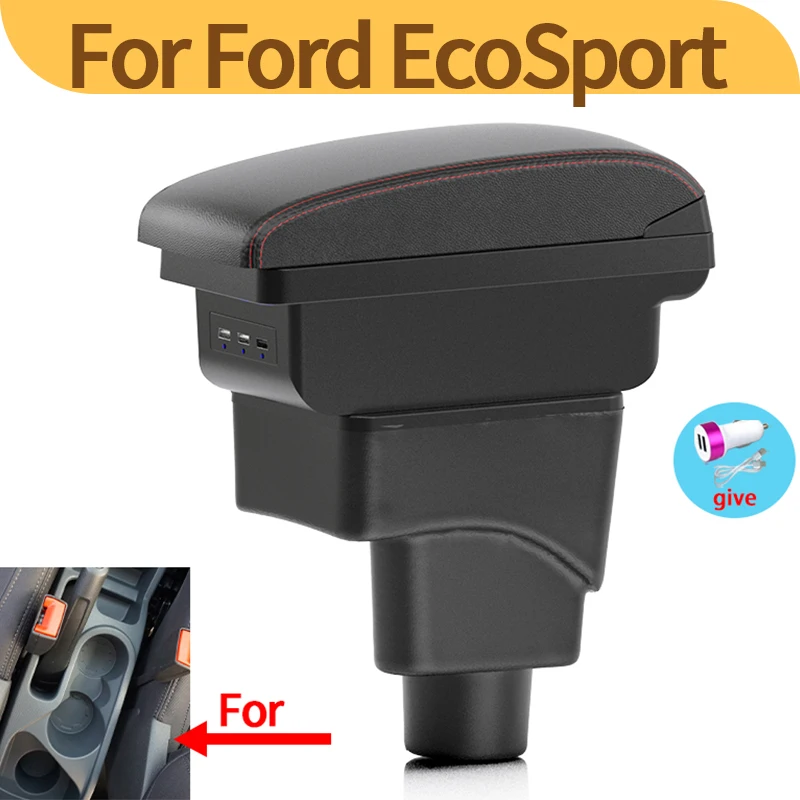 For Ford EcoSport armrest box 2013-2017 special auto parts center console modified interior usb double layer storage