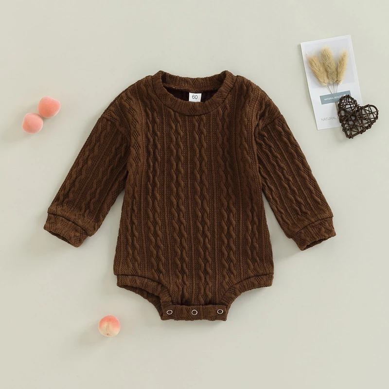 0-18M  Newborn Toddler Baby Sweater Romper Solid Color Long Sleeve Knit Bodysuits Knitwear Boys Girls Autumn Winter Clothing