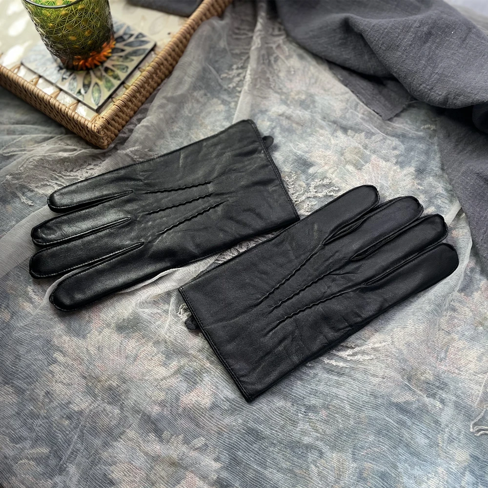 GOURS – gants d'hiver en cuir véritable pour hommes, doublure polaire, doublure chaude, conduite, bouton de mode, nouvelle collection, GSM048