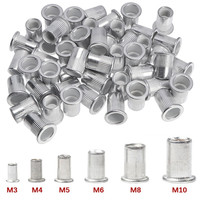 20/50/100pcs Aluminum Alloy Rivnut Alloy Rivnut Flat Head Threaded Rivet Insert Nutsert Cap Rivet Nut M3 M4 M5 M6 M8 M10 M12