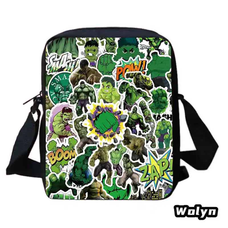 

Рюкзак через плечо для мальчиков и девочек, сумки через плечо с рисунком Халка, школьные сумки через плечо с принтами, детская сумка-мессенджер Hulk