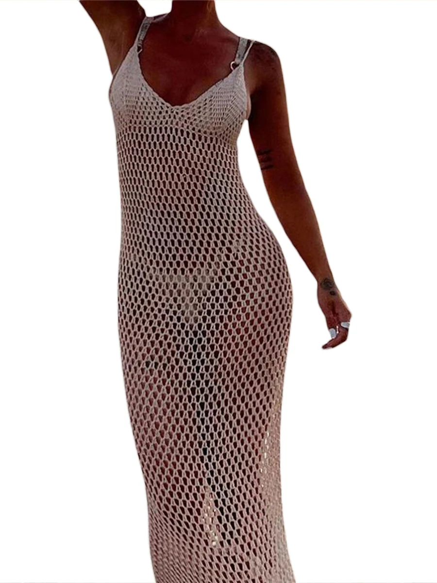 Smvp Women Knitted Beach Cover Ups Crochet Cutout Backless Beach Dress For Women Bikini Swimsuit Bathing Suit Summer Beachwear view 5