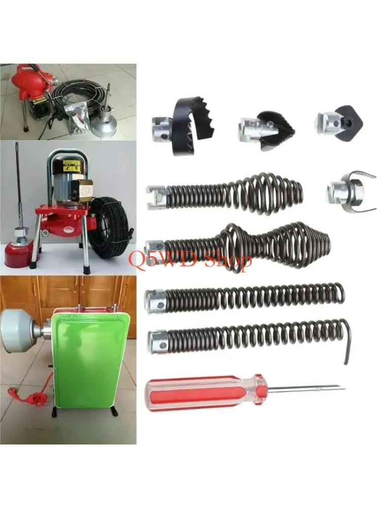 Q5WD 16mm Pipe Cleaning Tool Drain Cleaner Combination Cutter Heads Steel Auger Adapters Set for Home and Professional Use