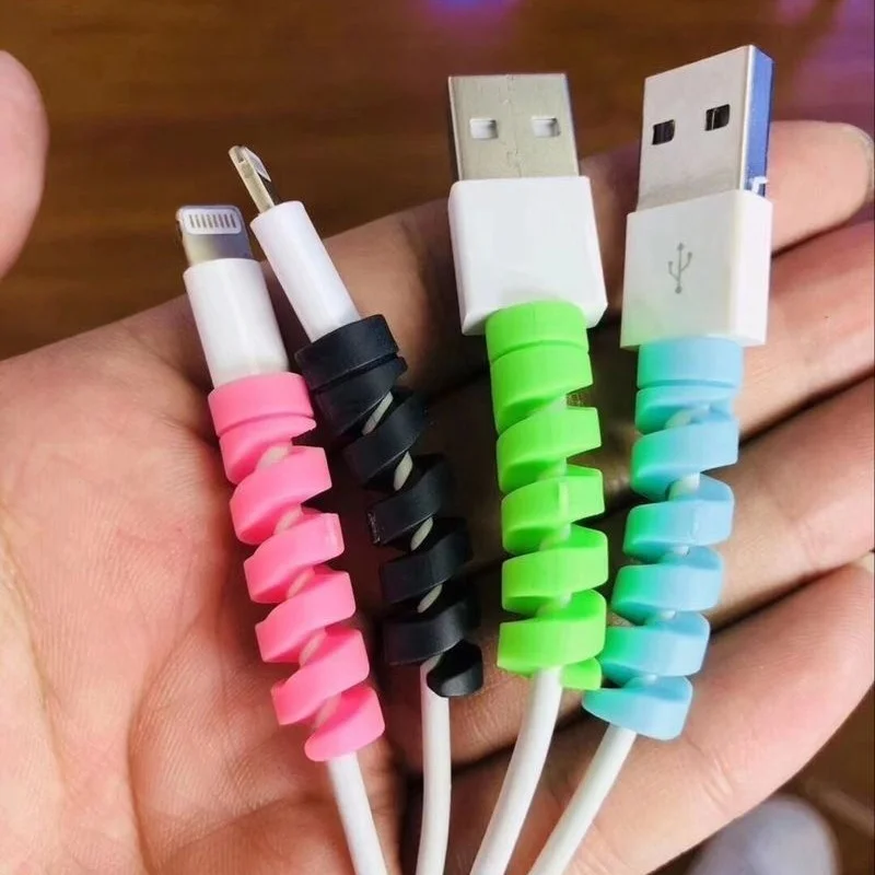 Cable Protector Universal Silicone Data Cable Spiral Winder Wire Cord Cable Organizer for Charge Cable Protector Accessory