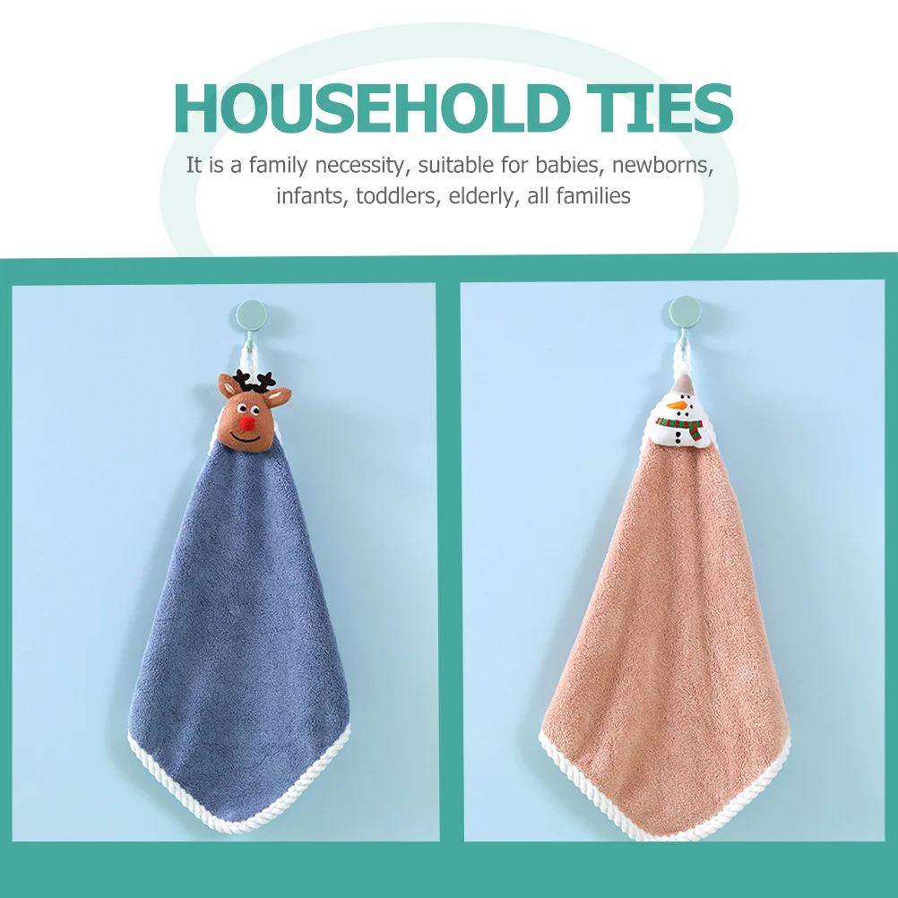 4 قطعة عيد الميلاد منشفة اليد المرجان الصوف سريعة الجافة ماصة مناشف المطبخ للعائلة معلقة مسح قماش الأطباق المنزل