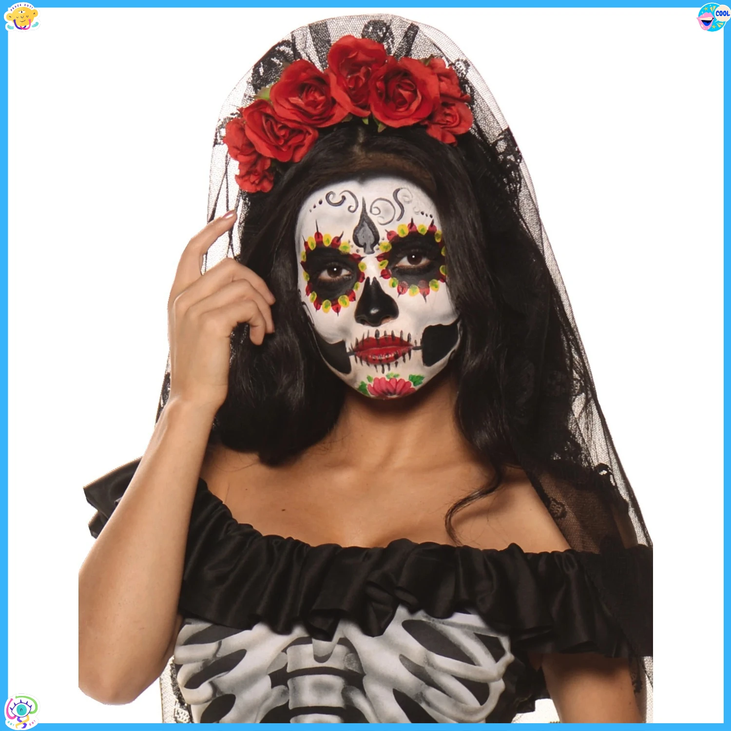 عصابة رأس Day of the Dead Mantia للجنسين - إكسسوار زي مع حجاب لمناسبات الهالوين والمهرجانات