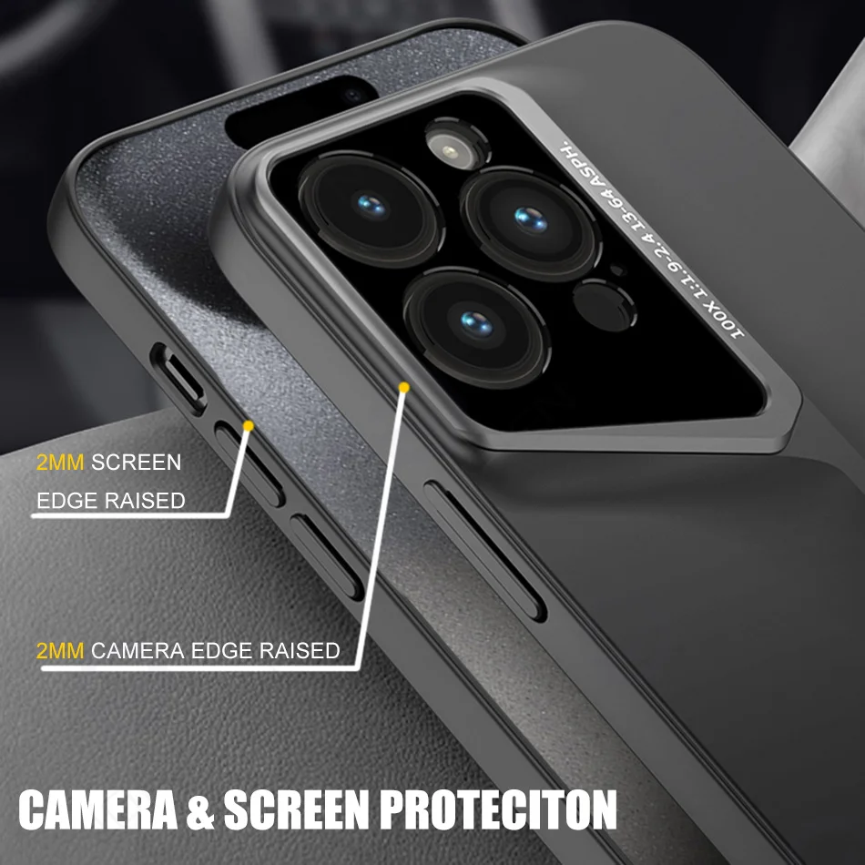 Luxury Blade Ultra thin Case For iPhone 15 14 13 12 16 17 Pro Max 15pro Skin Protection Fashion Titanium Shockproof Lens Cover