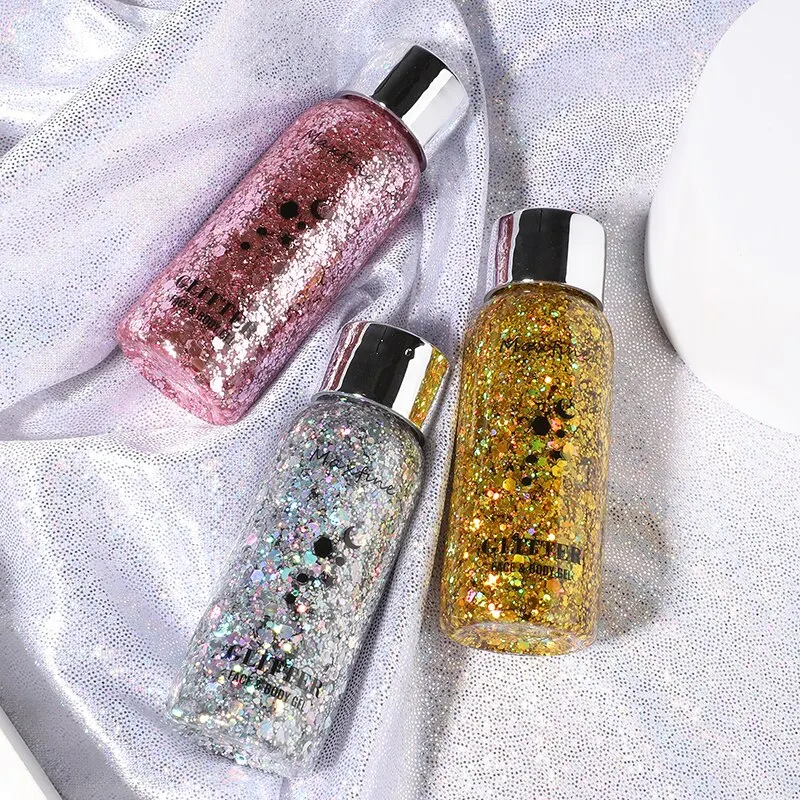 Full Body Gel Sequins Dazzle Color Dress Eye And Hair Highlights Long Term Powder Is Not Easy To Take Off Makeup Flowers image 3