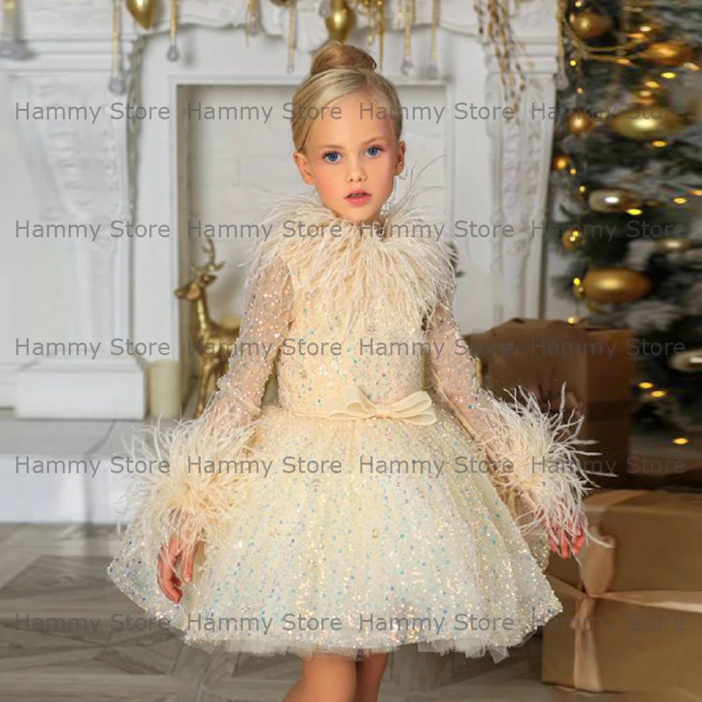 Meisjes Prinses Jurken Voor Birthday Party Gown Korte Mouwen Eerste Communie Jurk Bladerdeeg Sequin Kralen Bruiloft Bloem Meisje Jurk