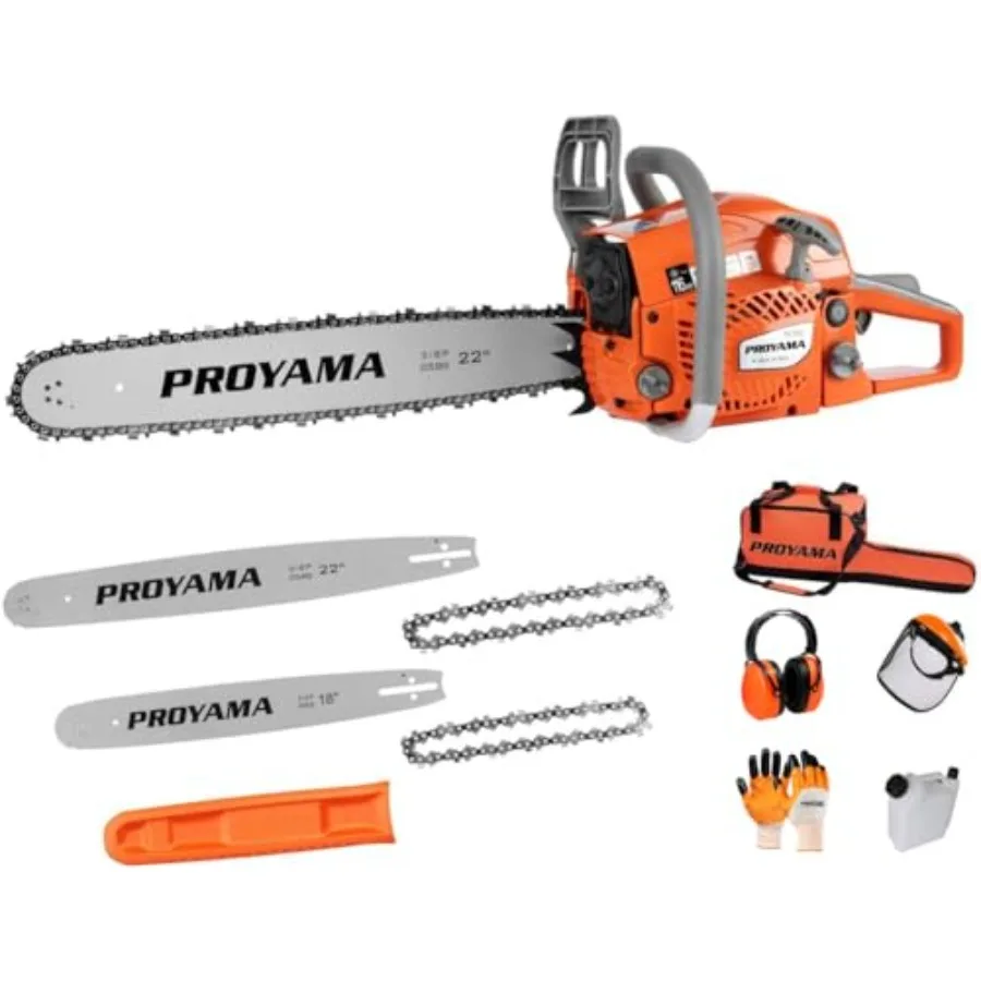 

62CC 2-Cycle Gas Powered Chainsaw 22 Inch 18 Inch Handheld Cordless Petrol Chain Saw for Tree Wood Cutting