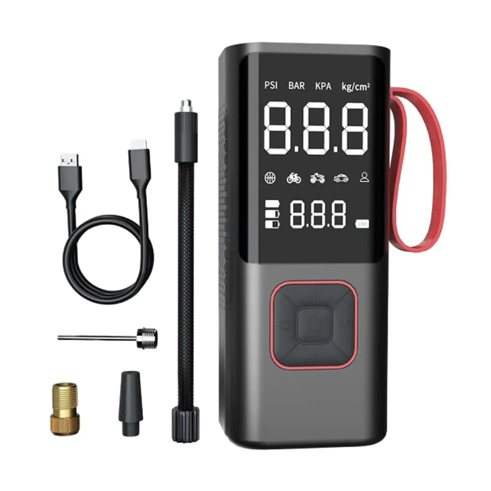 Air Compressor LED Light Portable 5V DC with Inflation Hose Tire Inflator Accessories Auto Pump for Bike Car Ball Motor Men