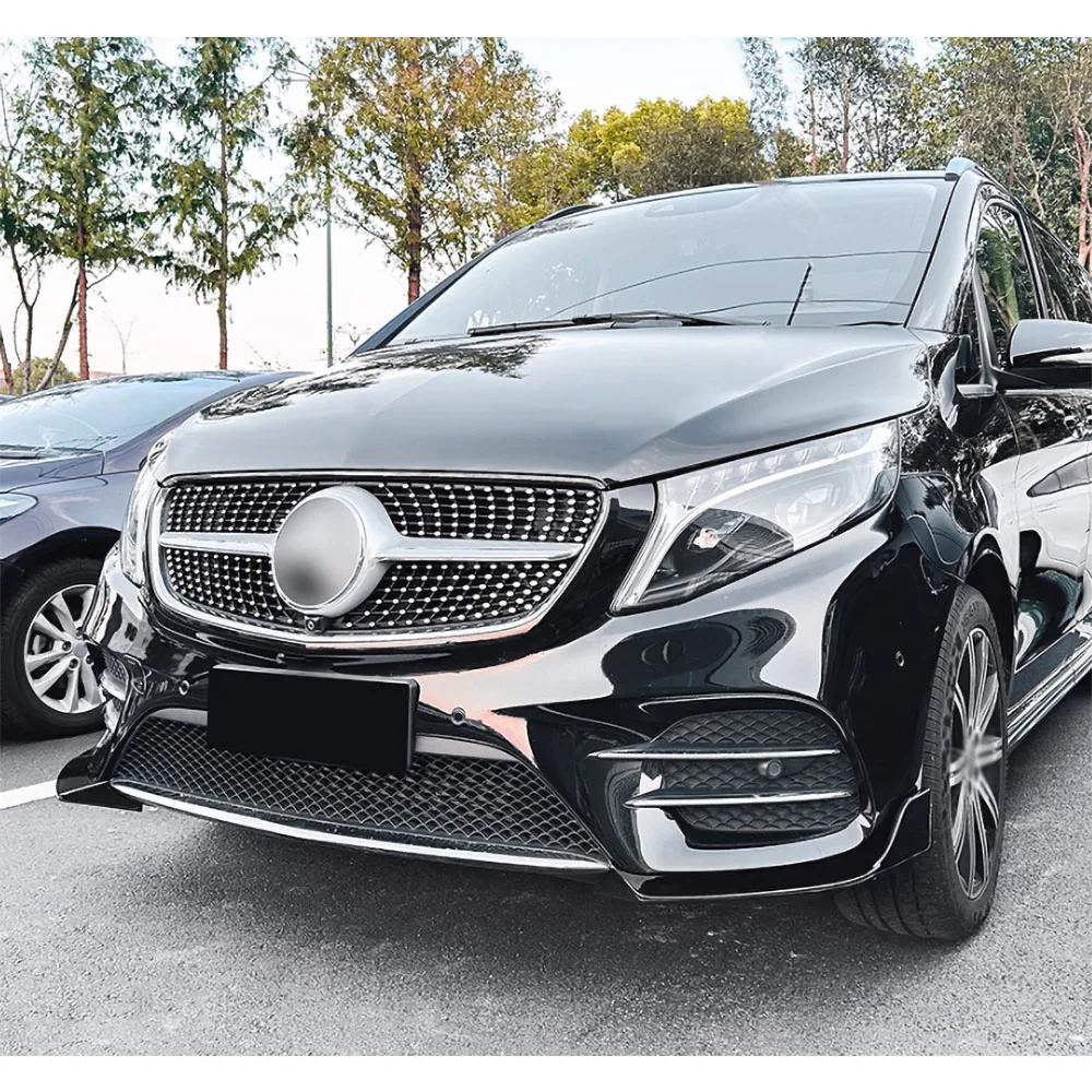 ABS Material Front Bumper Splitters Car Accessories for Benz V Class W447 V260 AMG Line 2018-2023 Front Bumper Flaps Apron