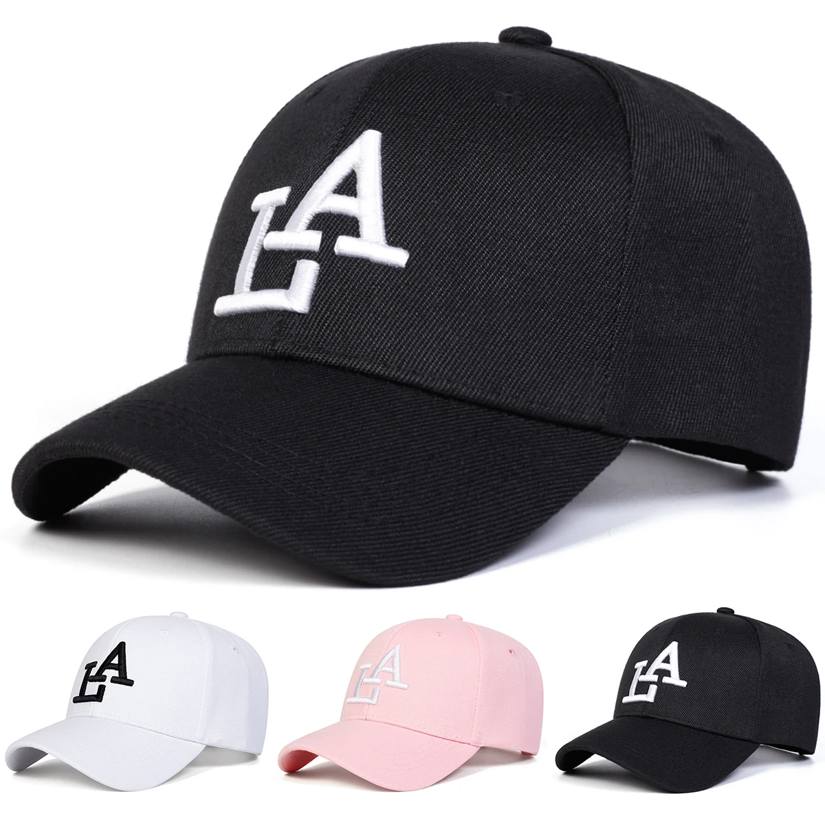 Gorras de Béisbol Bordadas Unisex LA, Gorras Casuales Ajustables para Primavera y Otoño, Gorra Deportiva con Protección Solar