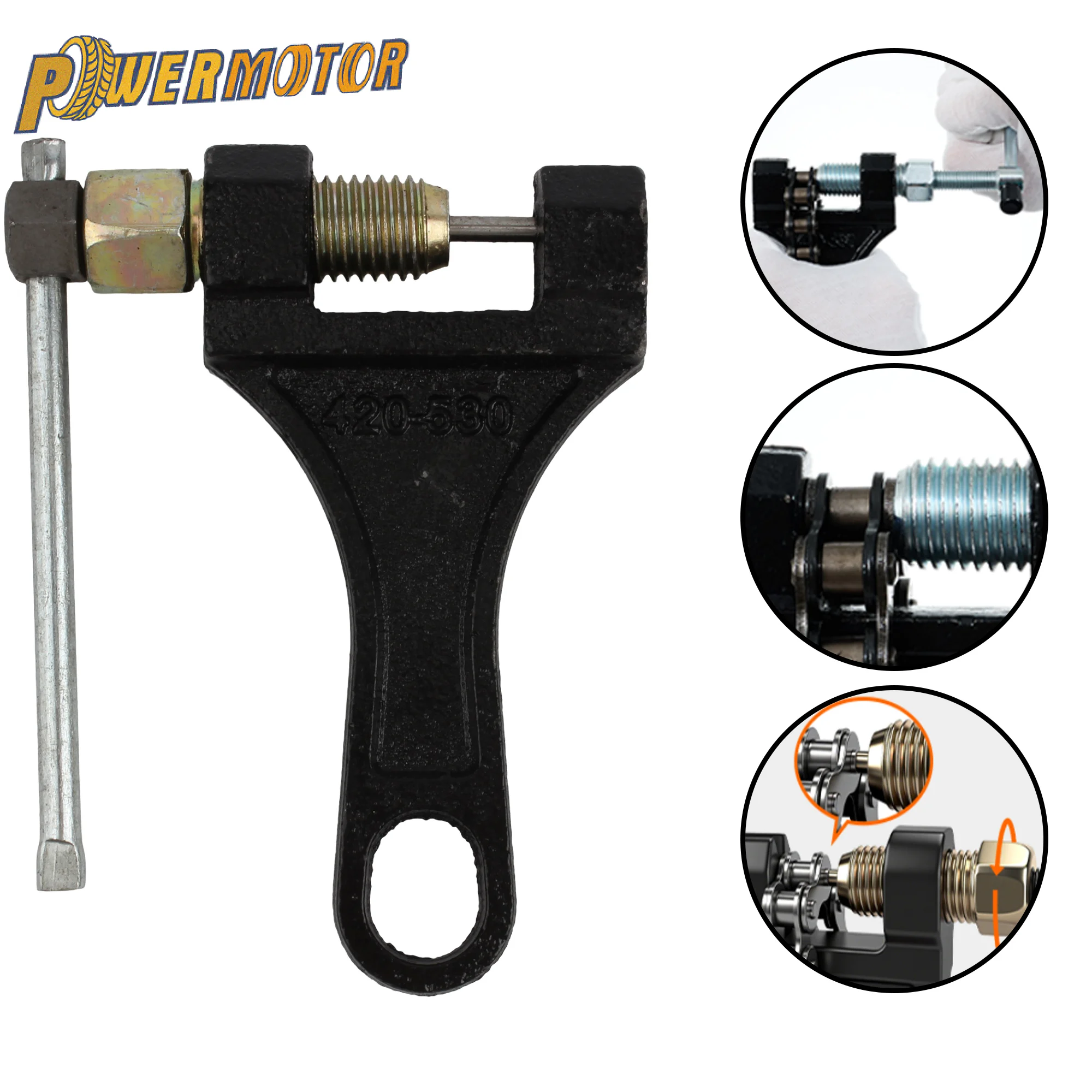 유니버설 오토바이 체인 제거 도구 420-530 체인 브레이커 커터 수리 도구 ATV 미니 바이크 더트 바이크 고카트 스쿠터용