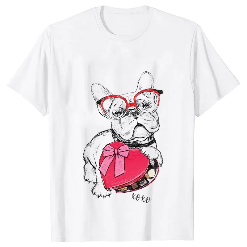 Camiseta con estampado de Bulldog Francés para mujer, ropa divertida de café, camisetas informales de manga corta, Verano