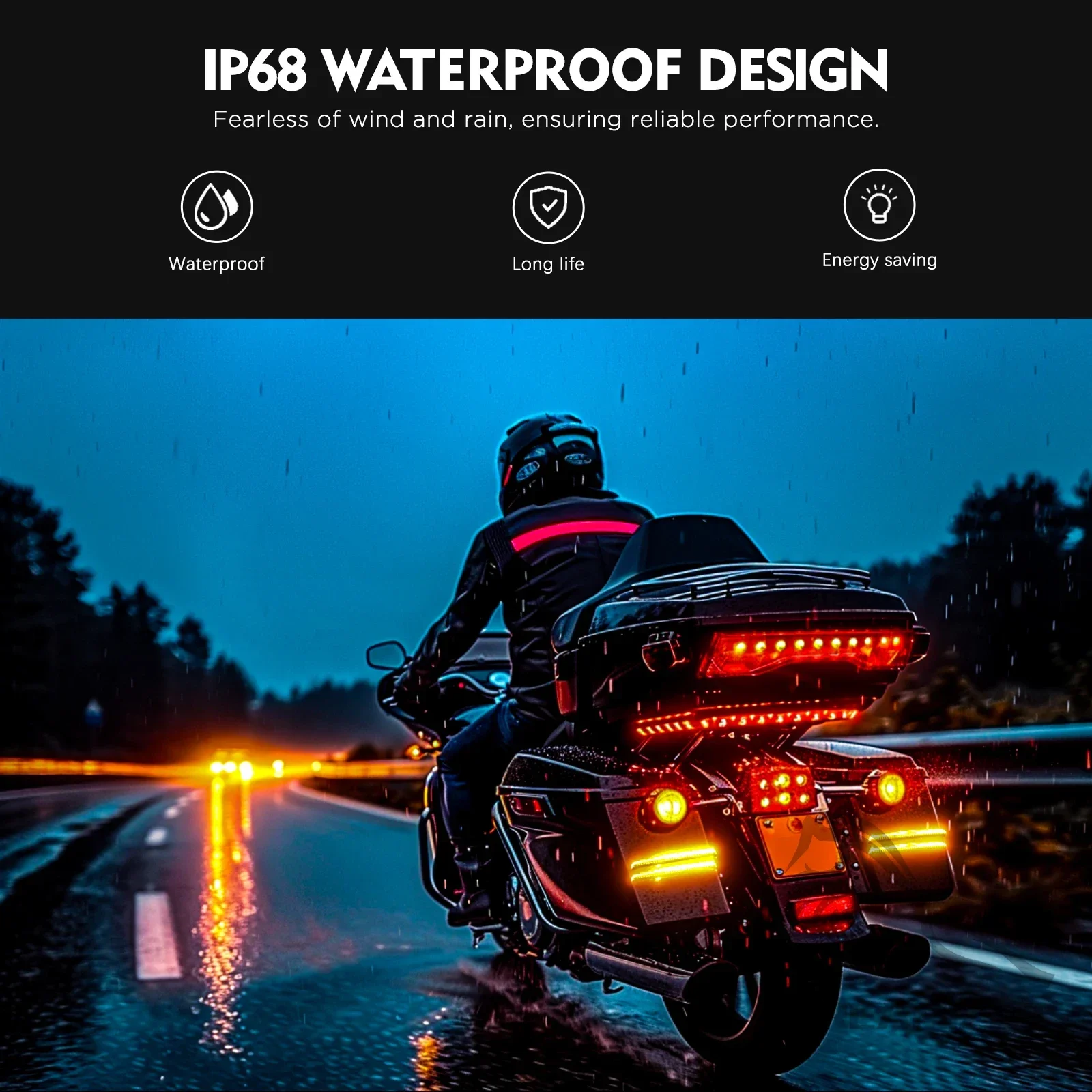 دراجة نارية السرج الذيل أضواء الفرامل LED بدوره إشارة مصباح جيد الإضاءة ل هارلي بجولة شارع الطريق الإنزلاق CVO إلكترا الإنزلاق #4