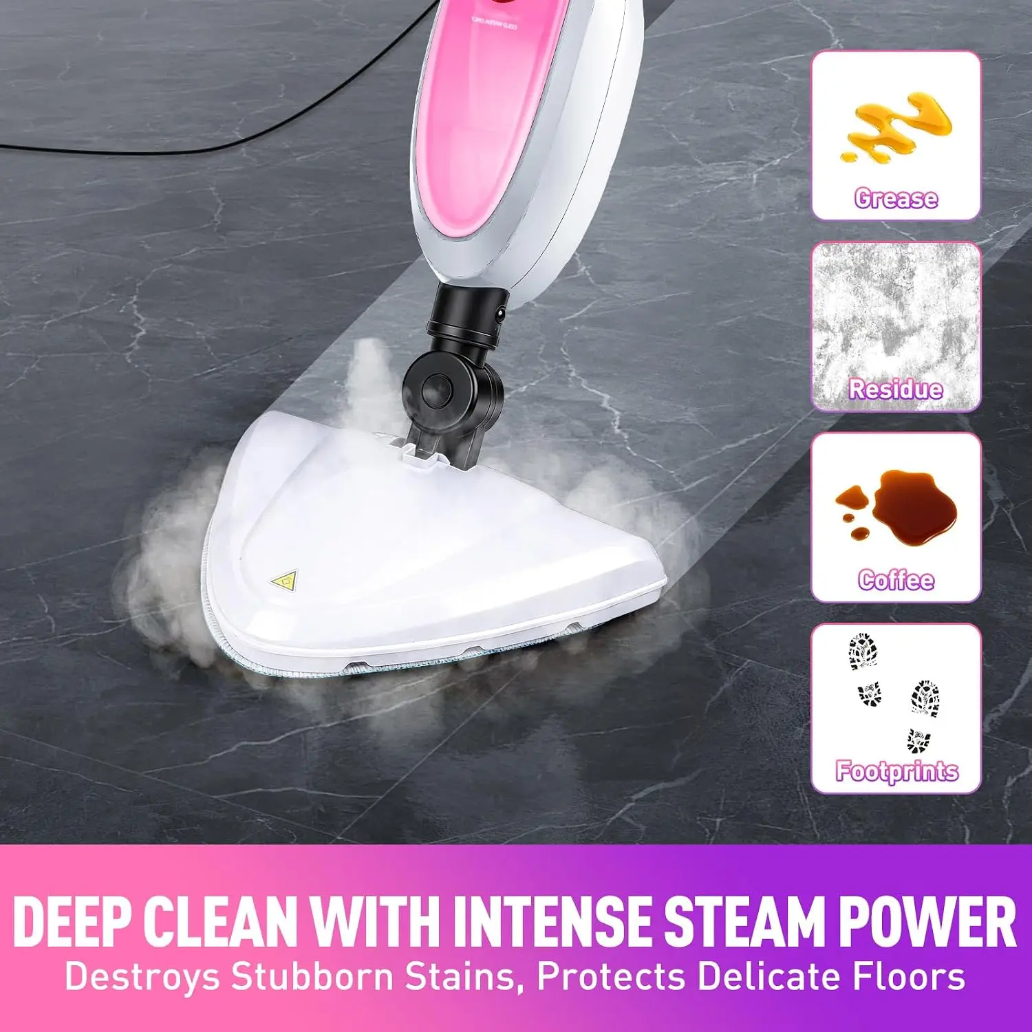 Steam Mop & Detachable Handheld Steamer 2-in-1 Design, 20s Fast Heat-Up, 16FT Power Cord, 10-in-1 Multi-Purpose Steam Cleaner fo