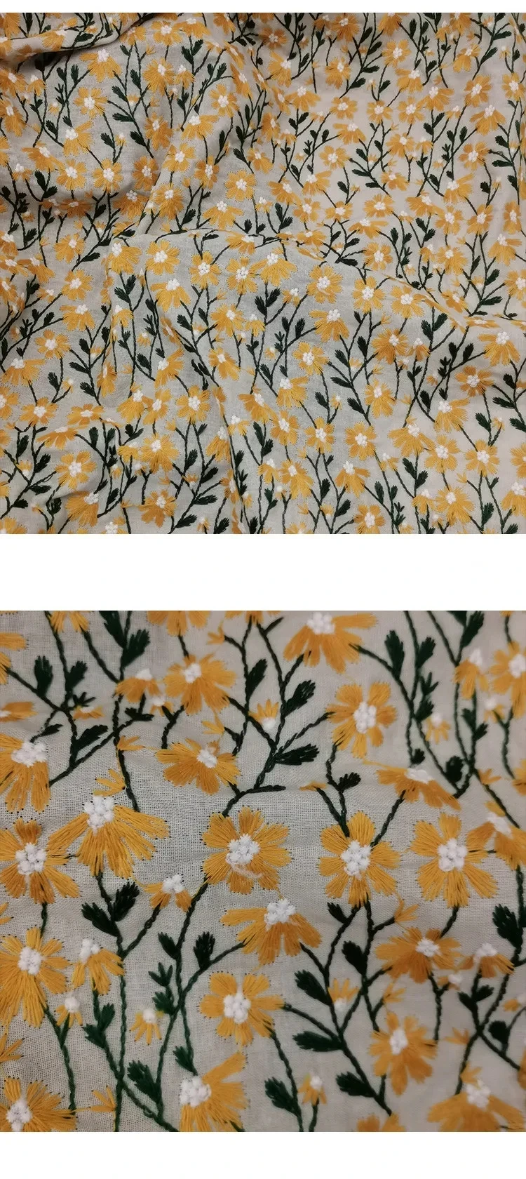 Daisy Flower Embroidered Cotton Ramie Lace Fabric Material DIY Handmade Clothes Tablecloth Bag Accessories