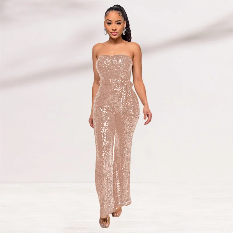 

Женский топ-труба с блестками, женский комбинезон без рукавов на подтяжках, женский комбинезон