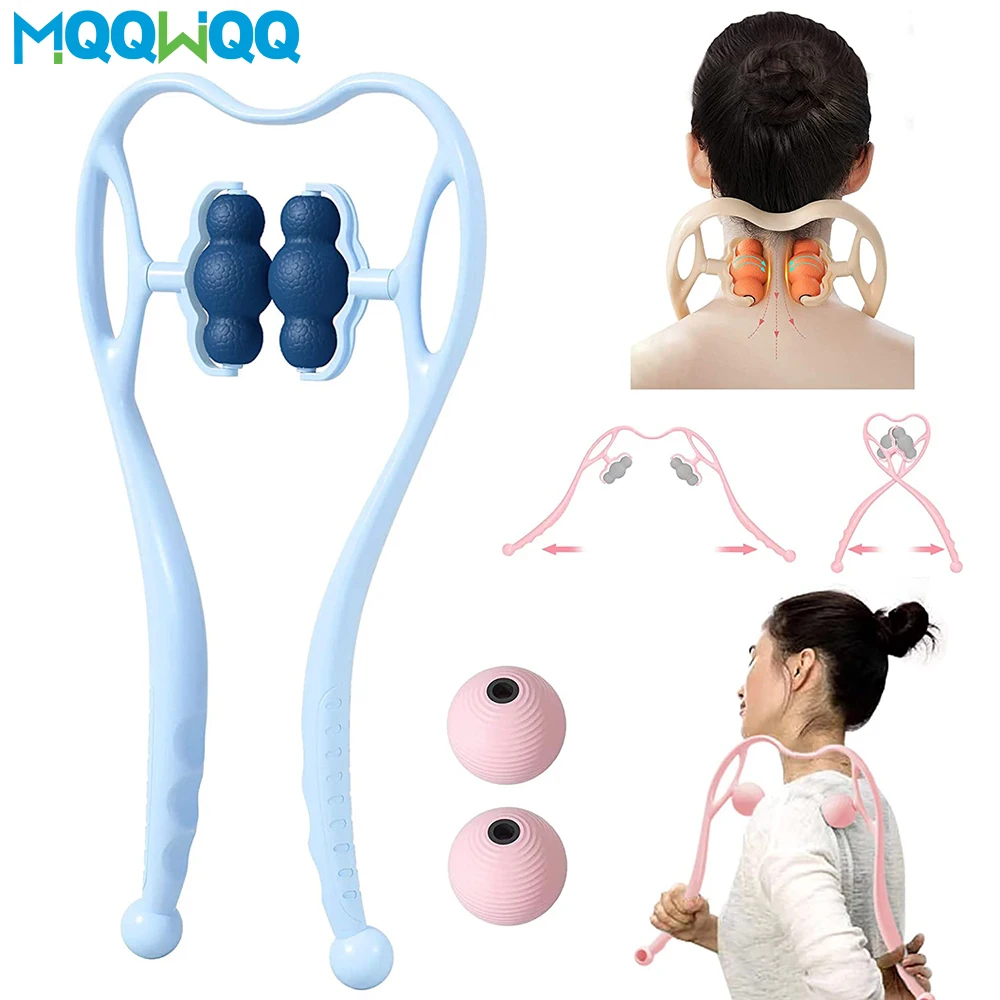 Masajeador de cuello de 6 ruedas, herramienta de masaje de mano con bola Shiatsu, relajación muscular profunda, alivio del dolor