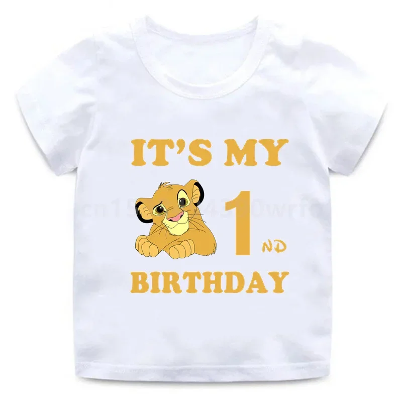 The Lion King T Shirt Baby Birthday Party Decorations Boy Girls Cartoon Simba Shirt Cotton Short Sleeve Tops for 2-9 Years