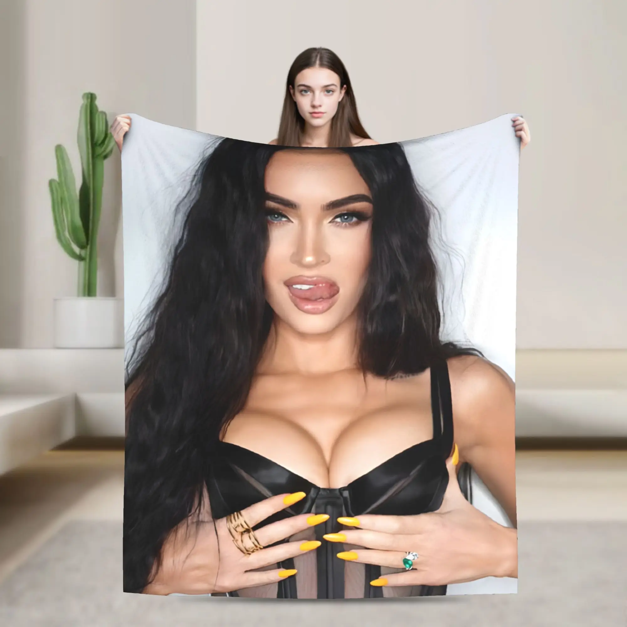 Megan Fox Plush Blankets  Funny Throw Blanket for Bed Sofa Couch 150*125cm Quilt