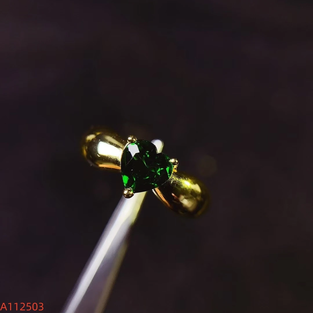 KJJEAXCMY Natural Colorful Diopside Women's Ring S925 Silver Electroplating Process Inlaid High Clarity Gems Support Testing