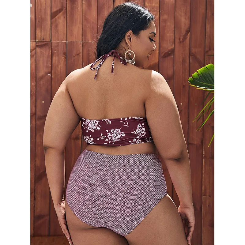 Geavanceerde Plus Size Split Badpak Dames Bikini Nieuwe Stijl Hangende Hals Jarretel Backless Plus Size Bikini Elegantes Casual Y2k