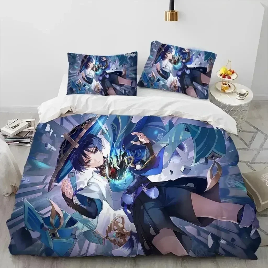 Luxury New 3D Print Anime Genshin Impact Game Bedding Set Boys Girls Twin Queen Size Duvet Cover Kids Adult Home Textileextile
