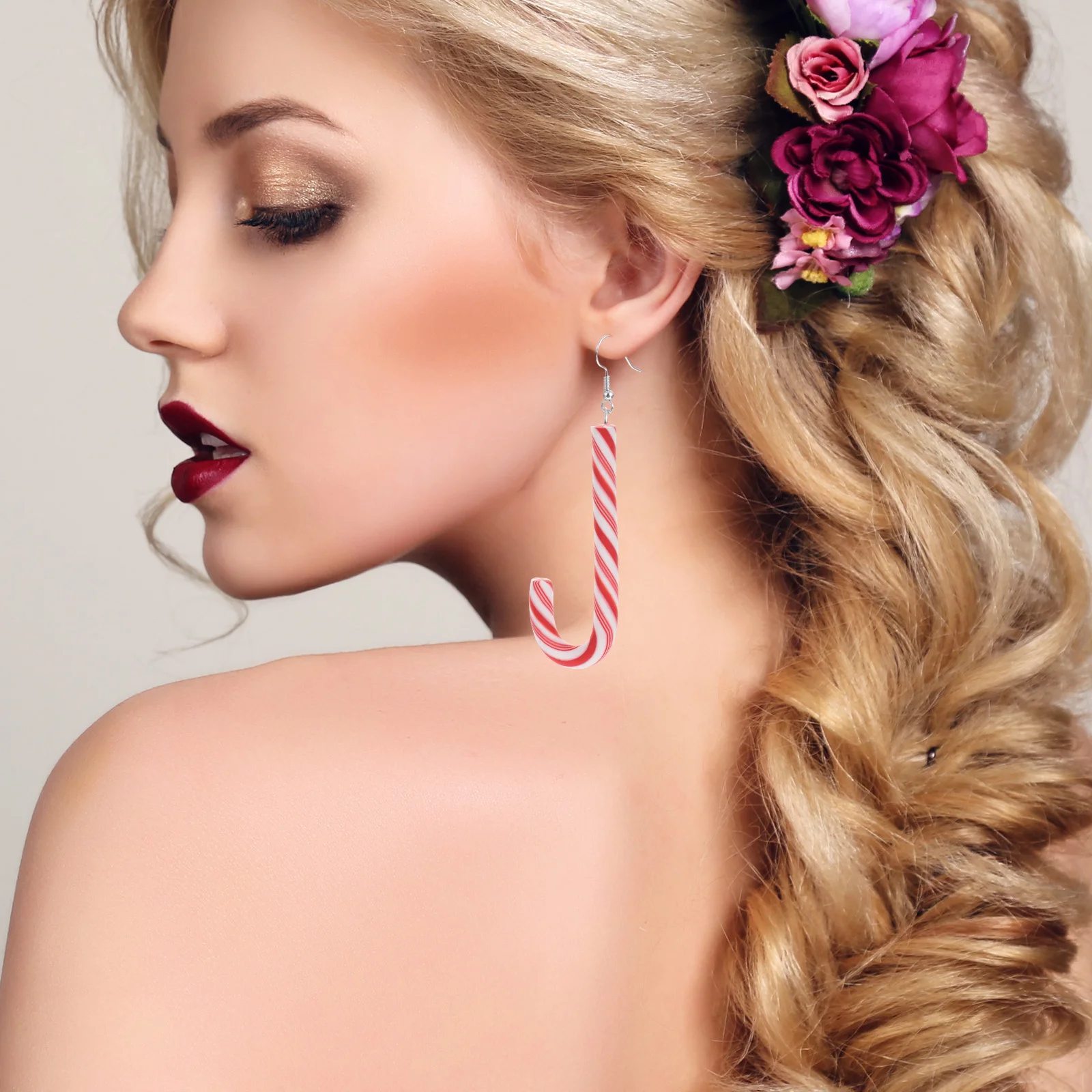 

100 Pcs Christmas Decoration Adorable Candy Cane Charms Artificial Lollipop Decorations Embellishments for Crafts Fake Candies