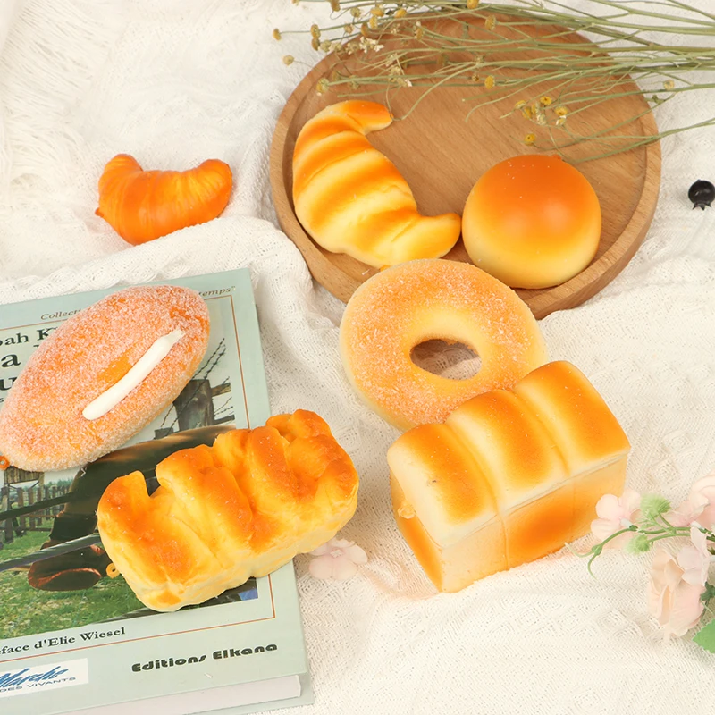 1Pc Simulation PU Bread Toast Donuts Slow Rising Squeeze Stress Relief Toys